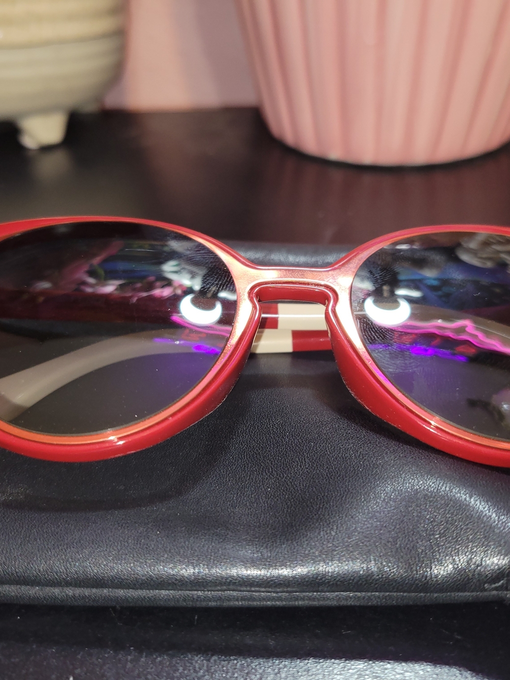 Fendi Red Round Sunglasses with Black Lenses